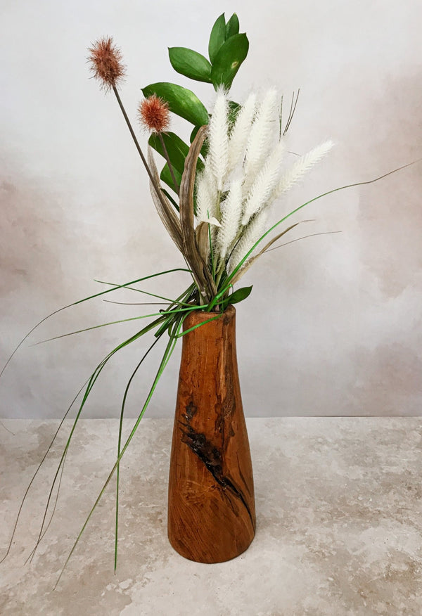 Earthy Teak Handmade Wooden Vase - Reclaimed Teak Wood - omG Artisan Shoppe