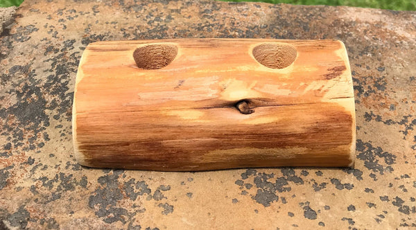 Elegant Rustic Wood Log Double Bottle Stopper Display Stand - Tahoe White Fir Wood - omG Artisan Shoppe