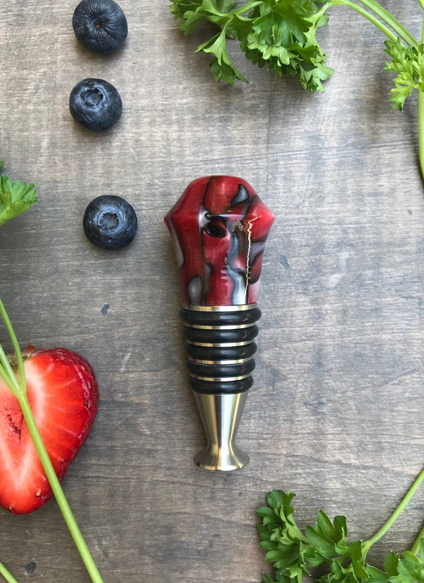 Pop of Crimson - Acrylic Handmade Bottle Stopper Mini - omG Artisan Shoppe