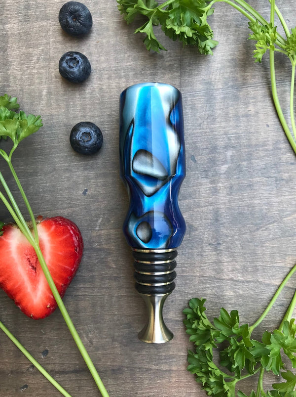 Regal Blue Swirl - Acrylic Handmade Bottle Stopper - omG Artisan Shoppe
