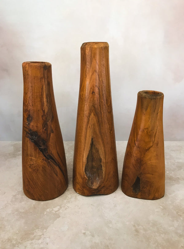 Rooted Teak Handmade Wooden Vase - Reclaimed Teak Wood - omG Artisan Shoppe