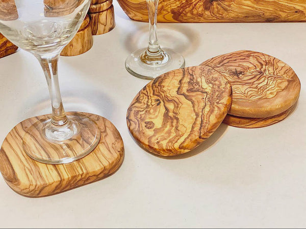 Rustic Handmade Olive Wood Coasters - omG Artisan Shoppe