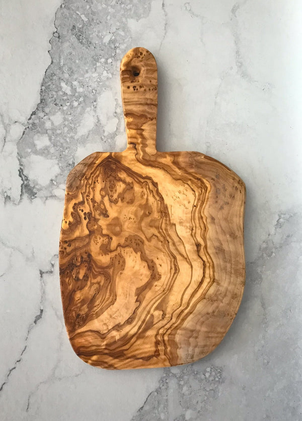 Rustic Olive Wood Cheese Board with Handle - Small - omG Artisan Shoppe