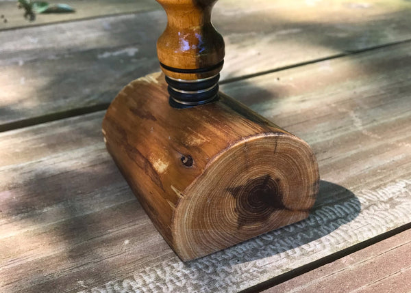 Rustic Wood Log Single Bottle Stopper Display Stand - Tahoe White Fir Wood - omG Artisan Shoppe