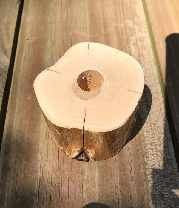 Simple Wood Log Slice Single Bottle Stopper Display Stand - Tahoe White Fir Wood - omG Artisan Shoppe