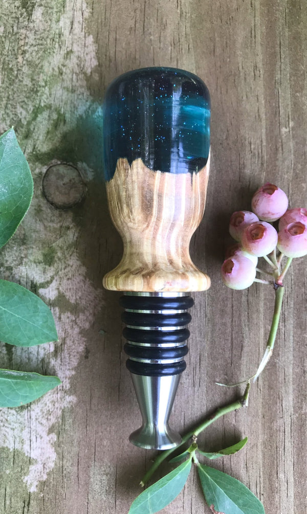 Under the Sea - Exotic Olive Wood & Acrylic Blend Handmade Bottle Stopper - omG Artisan Shoppe